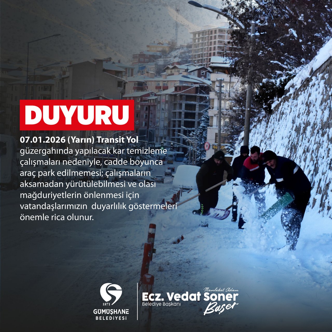 BELEDİYEMİZDEN, DUYURU