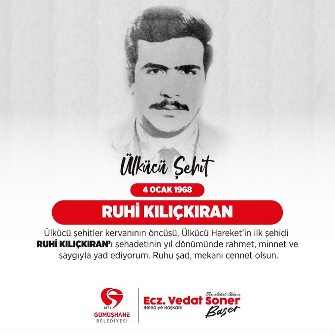 BAŞKANIMIZ, ÜLKÜCÜ HAREKET’İN İLK ŞEHİDİ RUHİ KILIÇKIRAN’I ŞEHADETİNİN YIL DÖNÜMÜNDE YAD ETTİ