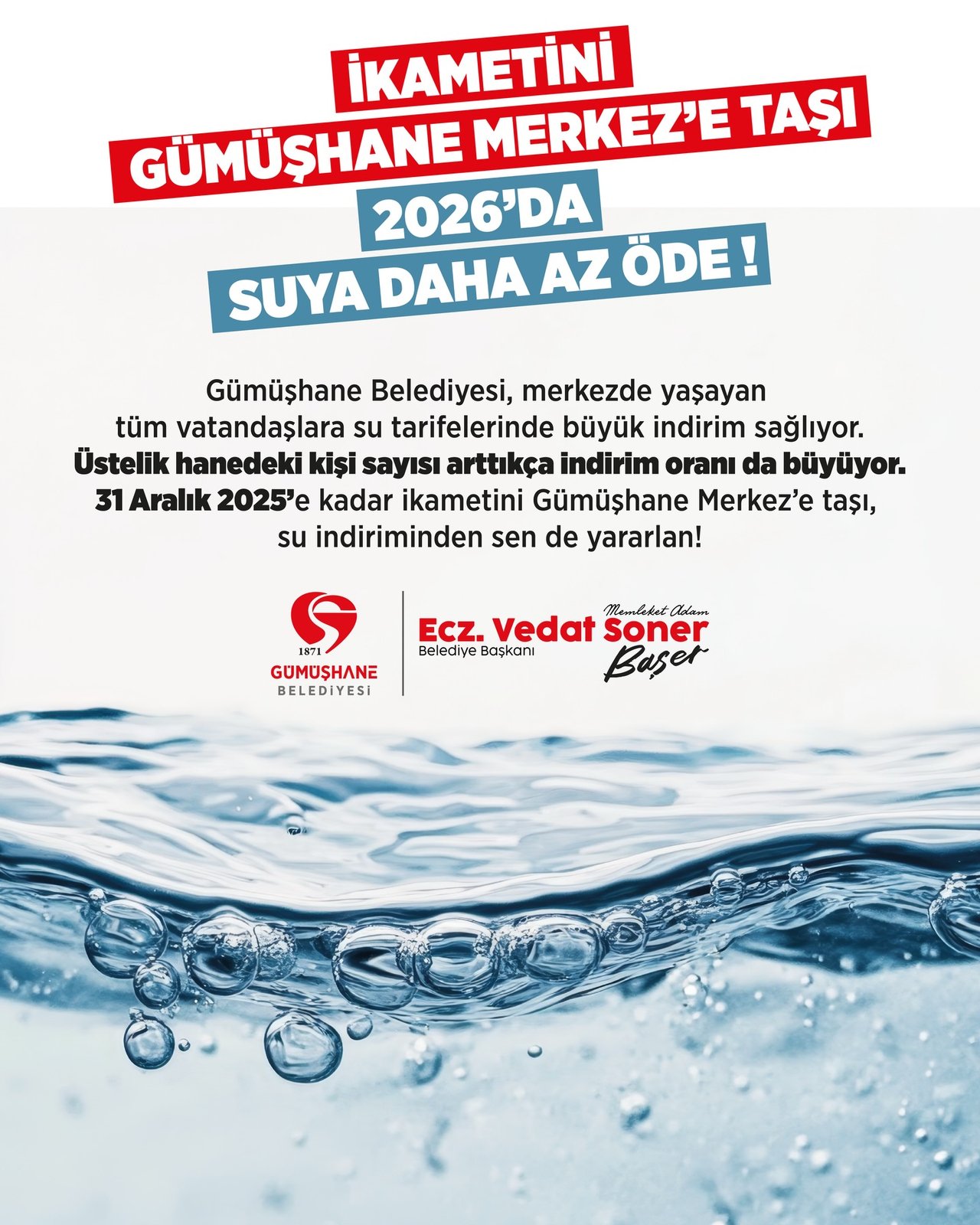 GÜMÜŞHANE BELEDİYESİNDEN DUYURU