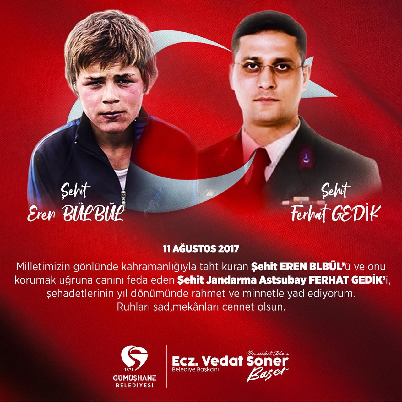 BAŞKANIMIZ, ŞEHİT EREN BÜLBÜL’Ü VE ŞEHİT JANDARMA ASTSUBAY FERHAT GEDİK’İ, RAHMETLE ANDI