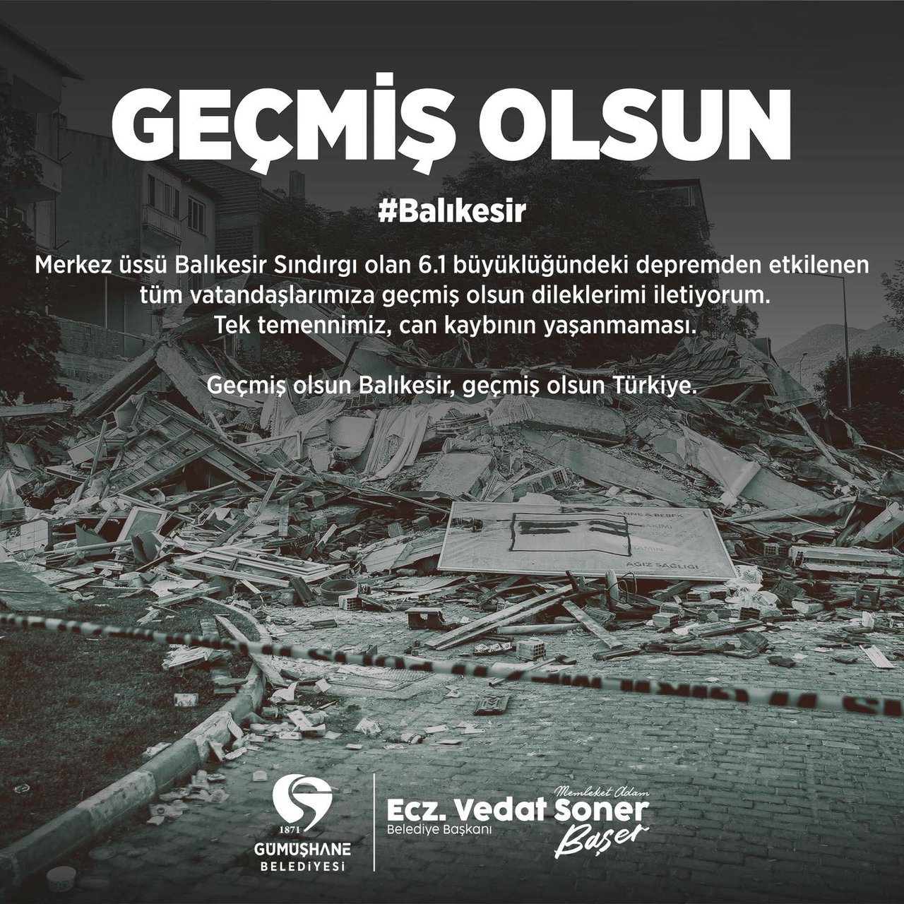 BAŞKANIMIZDAN, GEÇMİŞ OLSUN MESAJI