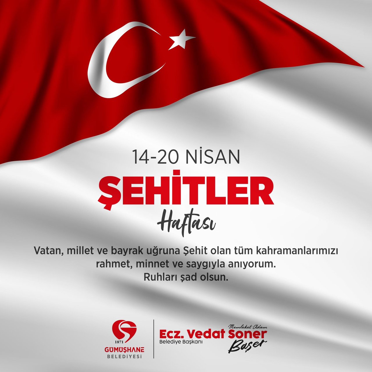 BAŞKANIMIZDAN, 14-20 NİSAN ŞEHİTLER HAFTASI ANMA MESAJI