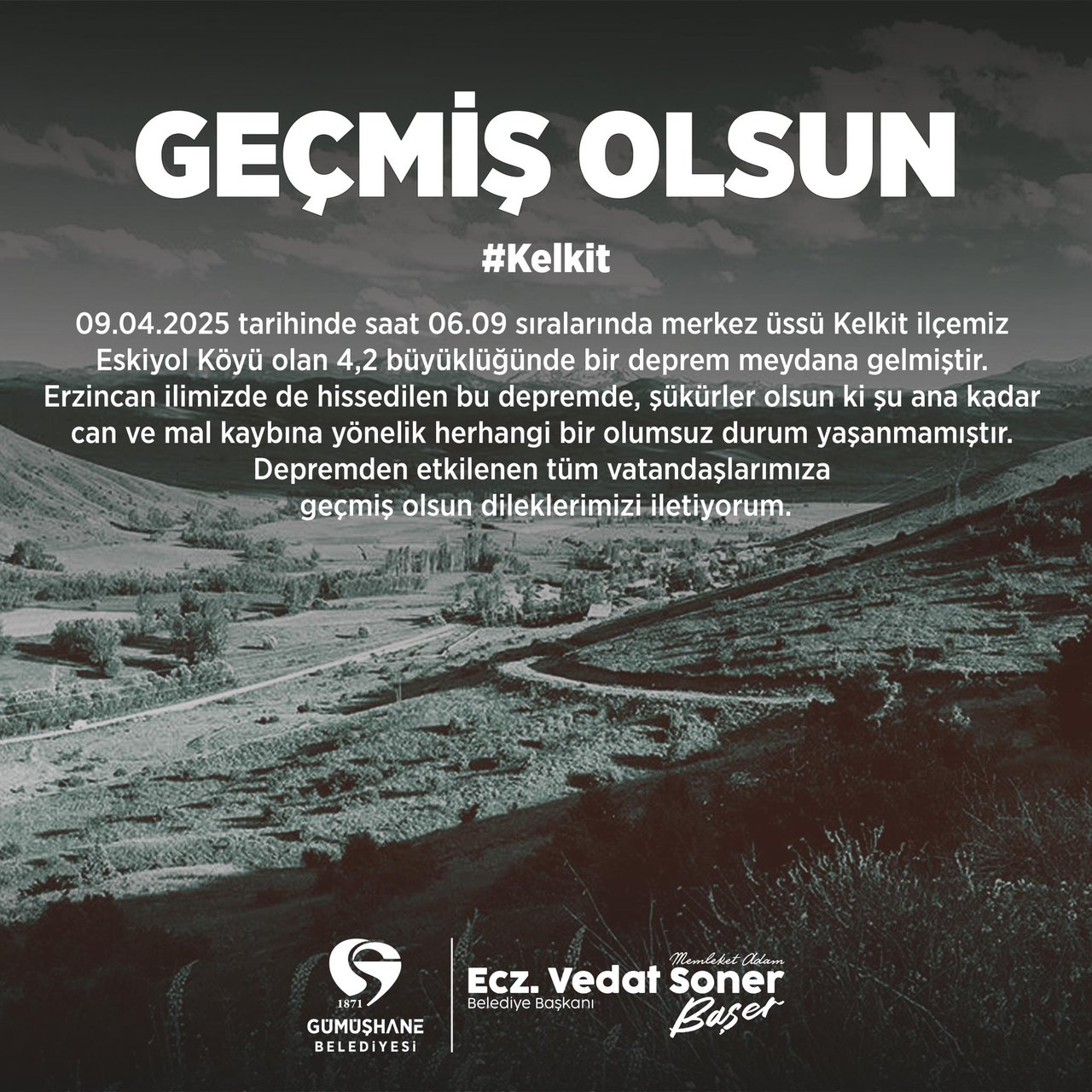 BAŞKANIMIZ, DEPREMDEN ETKİLENEN TÜM VATANDAŞLARIMIZA GEÇMİŞ OLSUN DİLEKLERİNDE BULUNDU