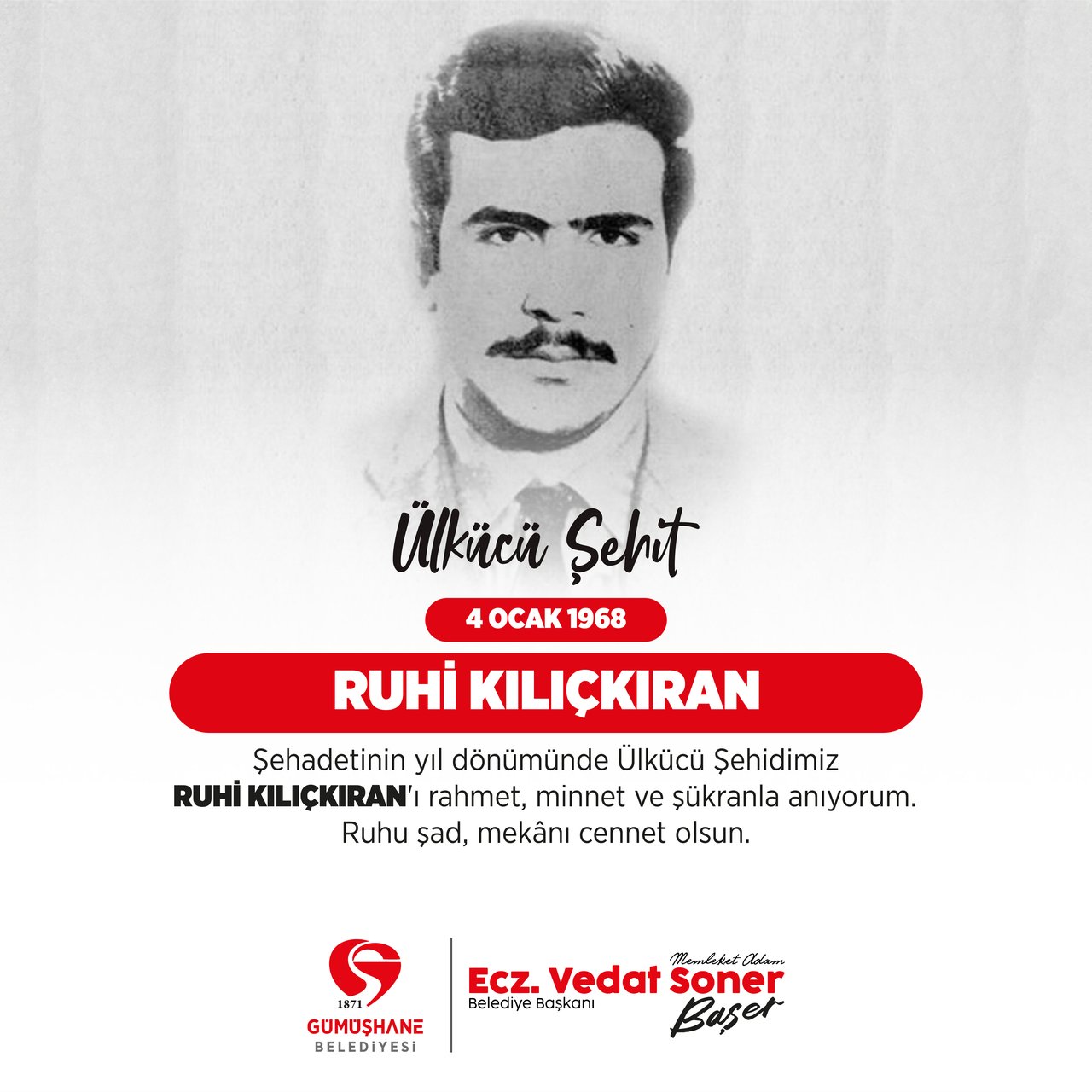 BAŞKANIMIZ, ŞEHADETİNİN YIL DÖNÜMÜNDE ÜLKÜCÜ ŞEHİDİMİZ RUHİ KILIÇKIRAN'I  ANDI