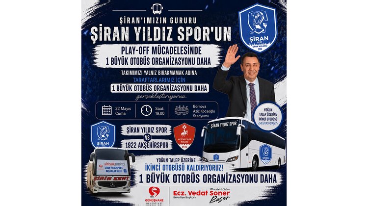 BAŞKANIMIZ, ŞİRAN YILDIZ SPORA’UMUZA 3. LİG YOLCULUĞUNDA HEMŞEHRİLERİMİZİN İLGİ VE DESTEK BİZLERİ GURURLANDIRDI